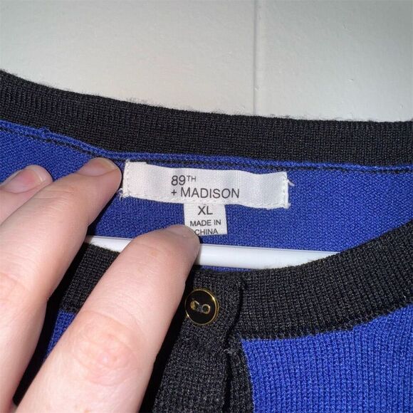 89th & Madison Women's XL Blue Cardigan Sweater V-Neck Long Sleeve - Picture 6 of 8